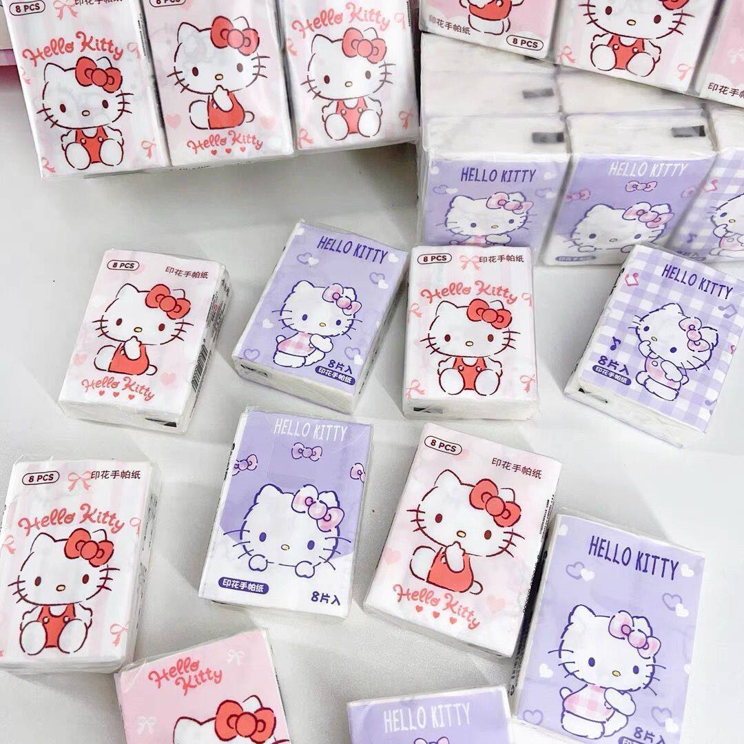 三丽鸥正品kitty印花手帕纸凯蒂猫帕恰狗餐巾纸巾便携小包面巾纸