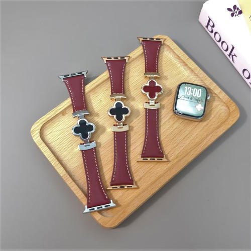 适用于苹果10四叶草磁吸真皮表带