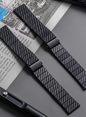 适用华为三星4pro表带gt2/3荣耀5/4小米8pro碳钎维纹高级商务男士