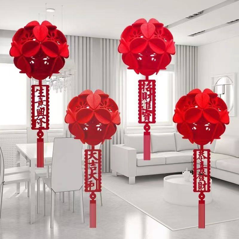 春节元旦新款商场珠宝店节日装饰开业店庆花球吊饰灯笼吊顶挂饰