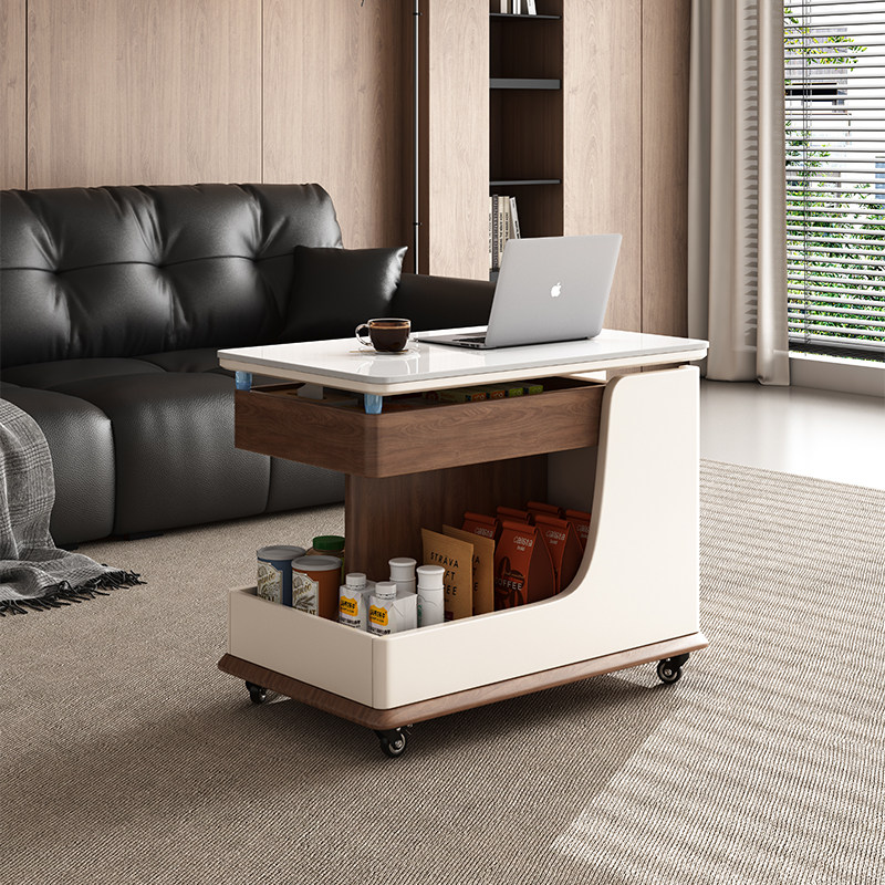 实木多功能可升降边几2025年新款家用客厅沙发旋转带轮小推车边柜,住宅家具,移动边几/推车,淘宝优惠券,粉丝福利购,淘宝优惠卷