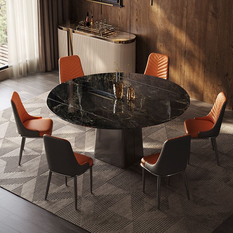 轻奢大理石餐桌意式超晶石旋转伸缩方圆两用现代简约桌椅组合饭桌,住宅家具,大理石餐桌,淘宝优惠券,粉丝福利购,淘宝优惠卷