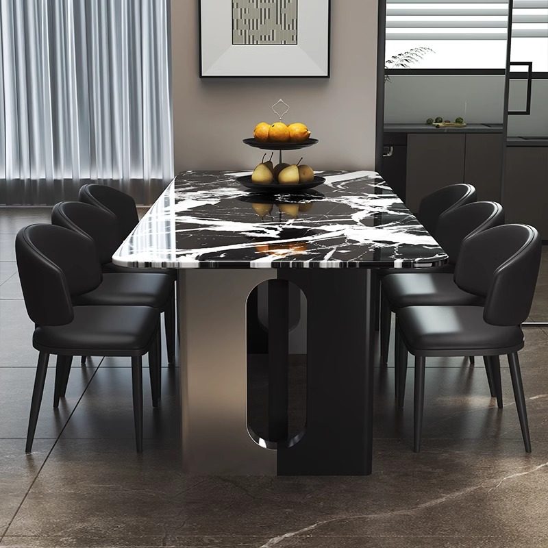 意式轻奢大理石加厚餐桌长方形家用不锈钢餐椅组合简约小户型饭桌,住宅家具,大理石餐桌,淘宝优惠券,粉丝福利购,淘宝优惠卷