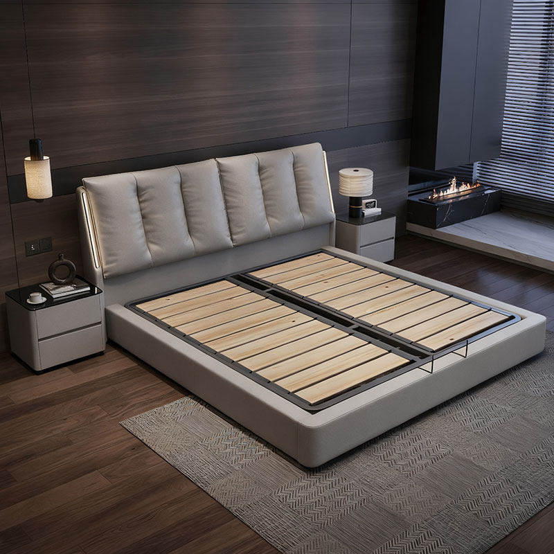 真皮床主卧现代简约1.8米双人床高端轻奢储物婚床2米x2米软包皮床