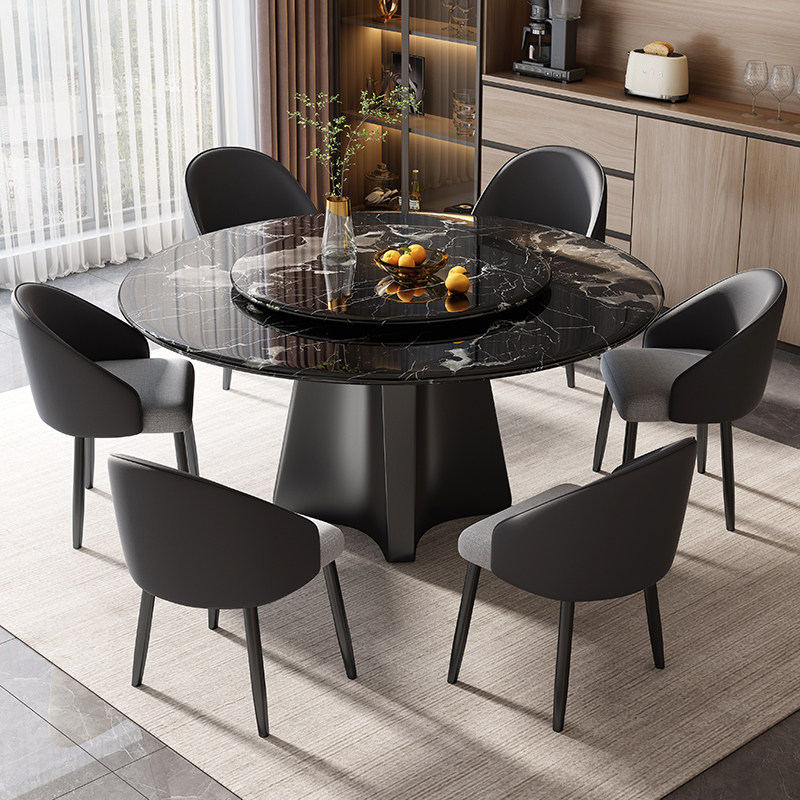 意式轻奢天然大理石圆形餐桌大小户型家用加厚超晶石圆桌饭桌组合,住宅家具,大理石餐桌,淘宝优惠券,粉丝福利购,淘宝优惠卷