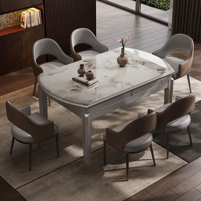 微晶石意式轻奢天然大理石实木家用小户型可伸缩折叠餐桌椅组合,住宅家具,大理石餐桌,淘宝优惠券,粉丝福利购,淘宝优惠卷
