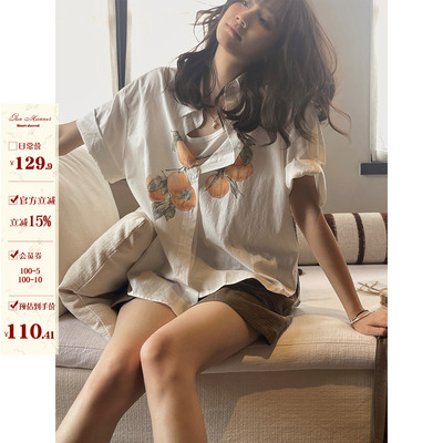 JMWOMEN复古橘子短袖衬衫