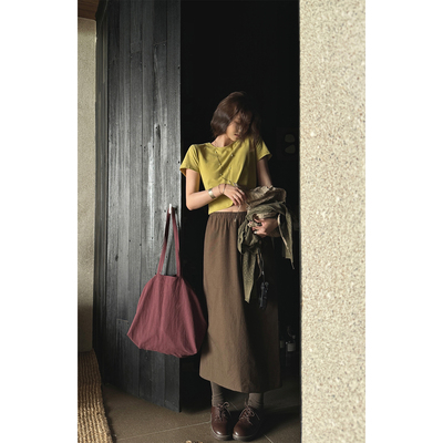 显瘦A字裙复古裙子纯色百搭