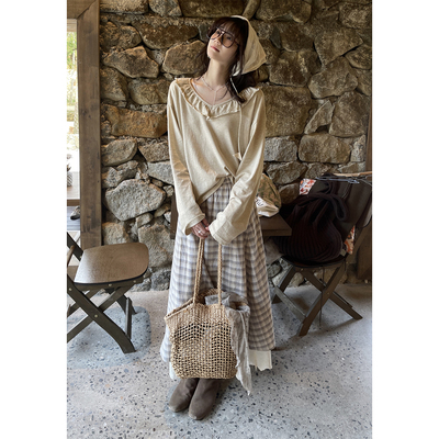 JMWOMEN大宽领复古长袖T恤