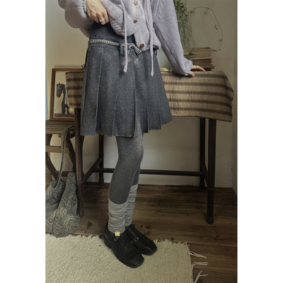 JMWOMEN毛呢百褶高腰半身裙