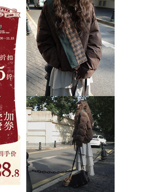 JMWOMEN 暖冬来信 送围脖 可抽绳棉服女冬加厚保暖面包服短款外套