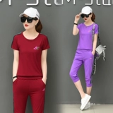 Fashion suit women's summer 2021 new Korean leisure sportswear women's loose short sleeve Capris two piece set