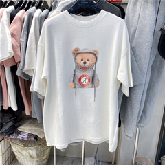 Pure short sleeve t-shirt female summer cute little bear half sleeve student loose and versatile top