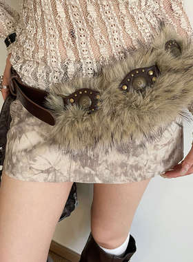 Monday JA 西部牛仔风皮带金属环扣腰带女复古铆钉美拉德宽腰带