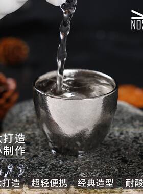 纯钛双层白酒杯超轻便携防摔
