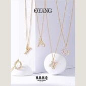 Buyer series 买手系列 H.D.H.Q OYANG字母项链 异形水钻锁骨链
