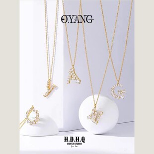 H.D.H.Q【Buyer series】买手系列-OYANG字母项链 异形水钻锁骨链