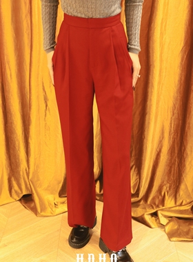 H.D.H.Q黑标系列-上东区节日限定红色高腰西裤休闲裤