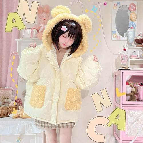 熊耳猫耳羽绒服90鸭绒可爱加厚