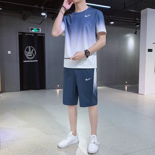 耐克顿冰丝运动套装男夏季T恤