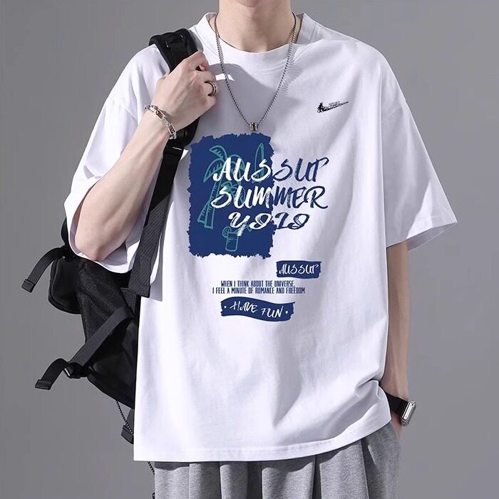 耐克顿纯棉短袖T恤男款夏季潮牌宽松半袖青少年休闲百搭透气上衣