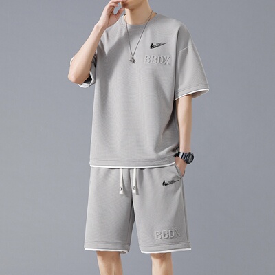 耐克顿华夫格夏季时尚套装男帅气