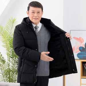 主推爆！6807/P90老人冬装棉服男爸爸加绒加厚棉衣爷爷中长款外套图片