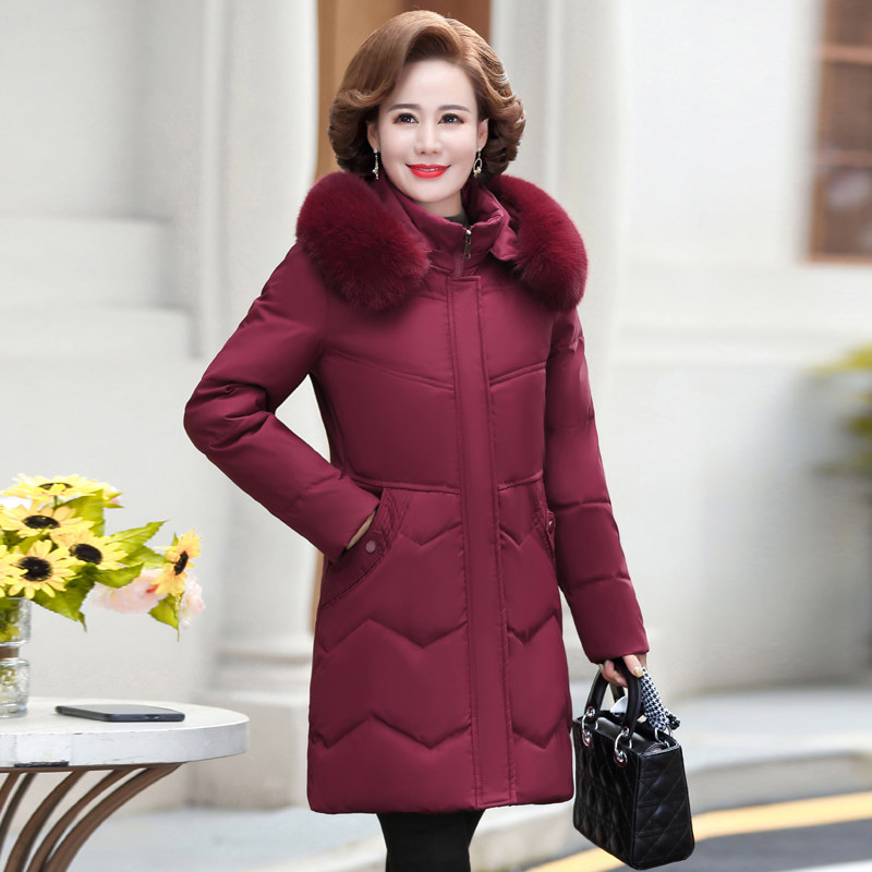 3008/P160中老年女装2021冬季新款妈妈羽绒衣中长款奶奶宽松外套,女装中老年女装,星座1216（原钱塘722）