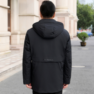 主推高品款！9901/P300爸爸羽绒服中老年中长款可脱内胆大版风衣图片