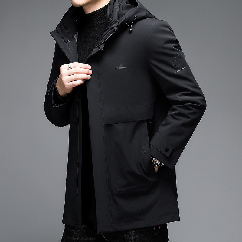 高品货！可脱内胆中老年爸爸中长款羽绒服男9901/,男装羽绒服,星座1216（原钱塘722）