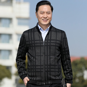 高品质！723/ 2022新款商务款立领夹克爸爸厚版立领中年夹克图片