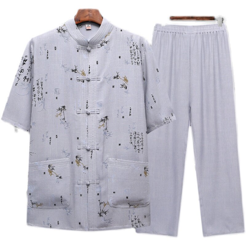主推套装！785/P50爸爸唐装套装老年人夏季太极运动服套装唐装,男装民族服装,星座1216（原钱塘722）