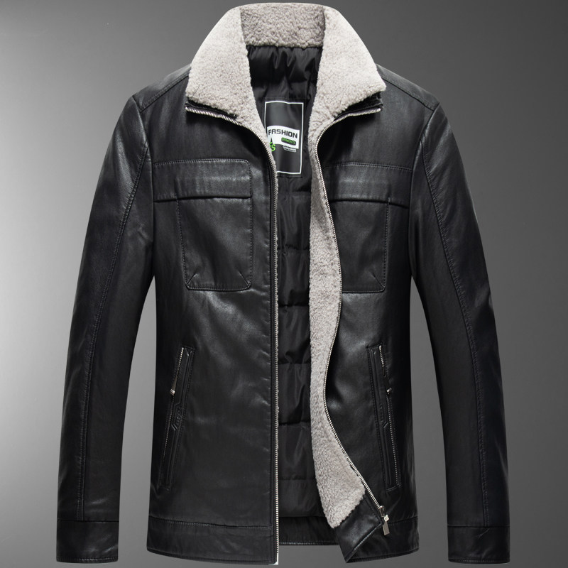 2007/P185爸爸羽绒皮衣中年男装外套父亲羽绒翻领皮夹克冬装褂子，男装羽绒服，星座1216（原钱塘722）