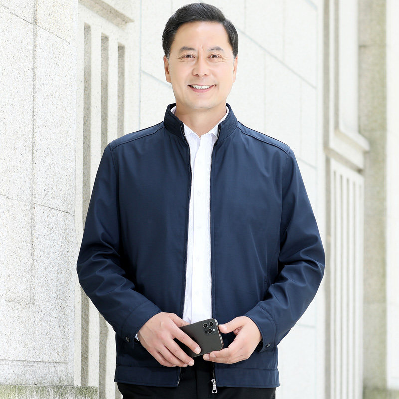 爆版大货主推！2802/P75中老年男士夹克衫老人翻领外套休闲商务装图片