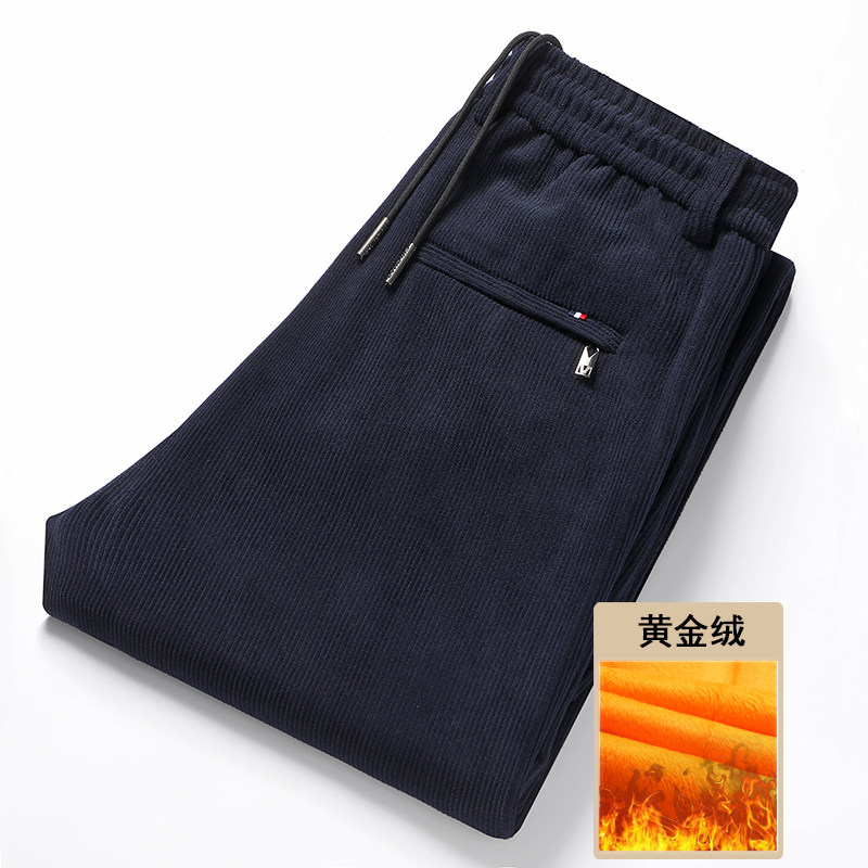 主推大爆版9811/商务男裤加绒加厚中老年高腰松紧腰灯芯绒爸爸图片