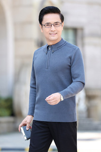 8090/P60父亲冬装毛线衣男爸爸毛衣老年人针织线衫钮扣套头毛衫图片