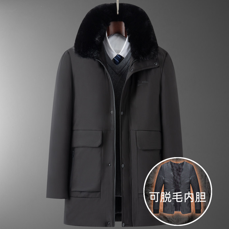 8203/P140中老年男装冬季加绒加厚服爸爸可脱内胆大版爷爷外套,男装棉衣,星座1216（原钱塘722）