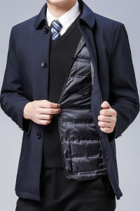 8909/主推！商务羽绒服可脱内胆外套中年翻领钮扣羽绒服男图片