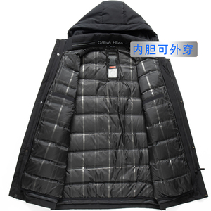 高品货！9901/中老年商务休闲内脱内胆中长款羽绒服图片