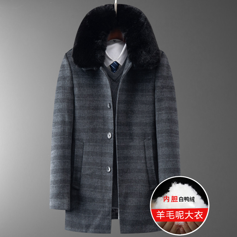 羽绒羊毛大衣！8122/P200老年冬装外套商务羊毛爸爸风衣外套,男装毛呢大衣,星座1216（原钱塘722）