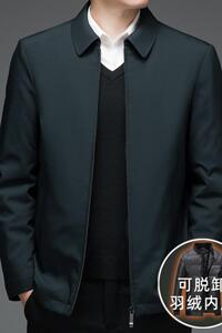 8901/P210商务爸爸羽绒服中老年羽绒男装可脱内胆绅士休闲外套图片
