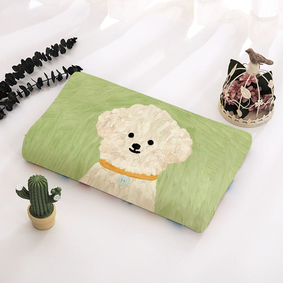油画小狗乳胶枕套牛奶绒家用儿童可爱透气抗菌床上用品枕套40x60