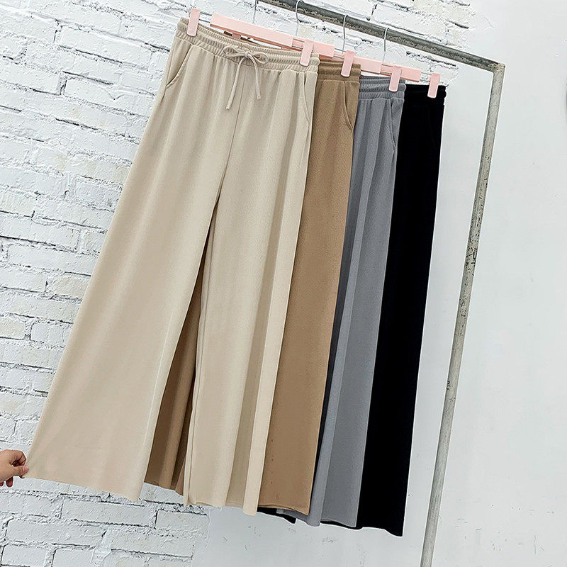 口袋冰丝阔腿裤女夏薄款高腰显瘦春秋金丝绒宽松休闲垂感九分长裤|ruв категории Женская одежда, брюки, брюки - от Buy2taobao.com для оказания профессиональной услуги покупки агента Taobao