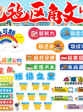 小学阅读区毛毡组合墙贴