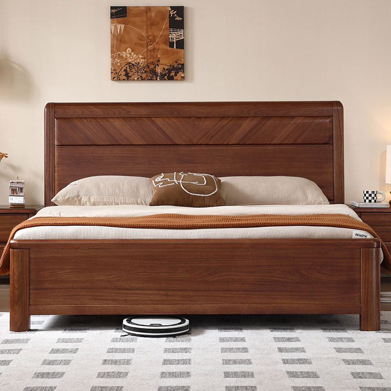 乌金木全实木床现代简约主卧室1.8米家用轻奢高端新中式双人大床