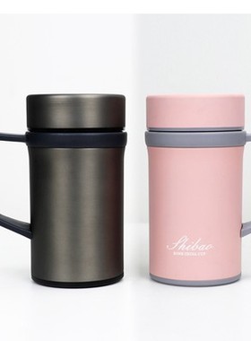 香港世宝骨瓷保温杯500ml桌面大容量便携商务茶杯保温水杯带把