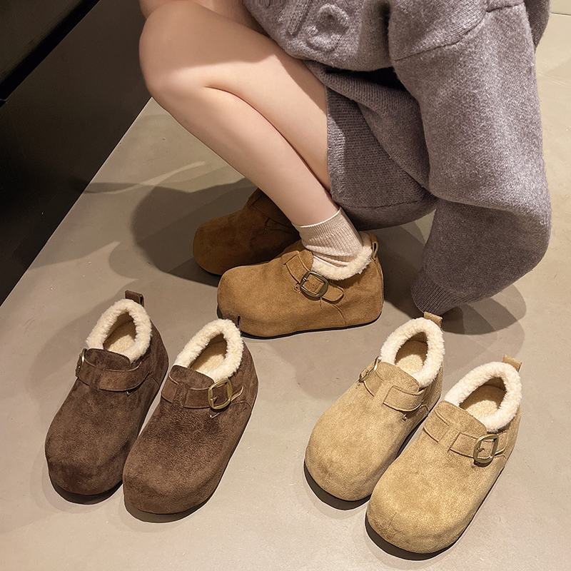 加绒全包勃肯鞋女雪地靴保暖棉鞋