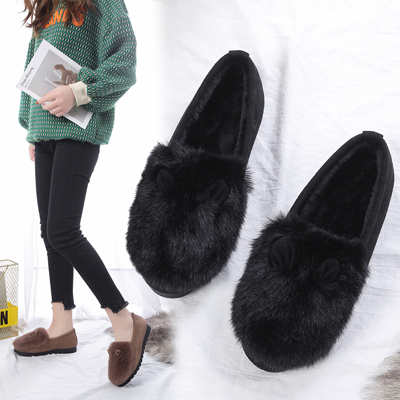 网红加厚加绒毛毛鞋女保暖棉鞋