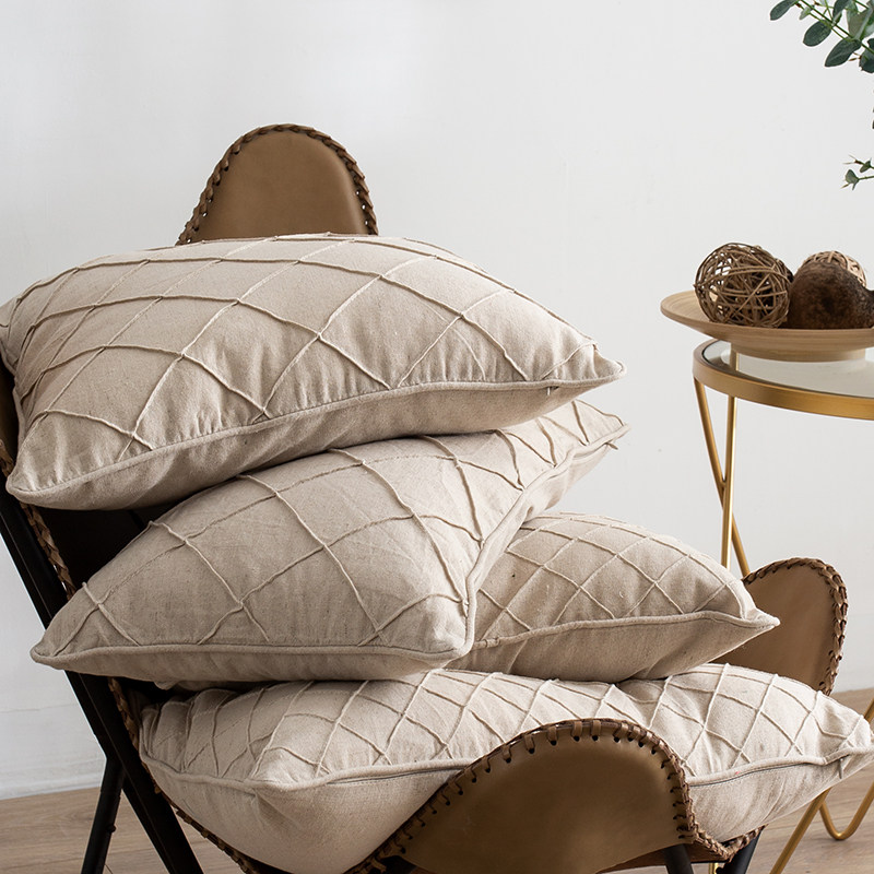 北欧格子亚麻文艺风加厚粗纯色抱枕客厅沙发床头靠垫简约日式靠枕|msdalam kategori rumah Fabrik, bantal/bantal - dari Buy2taobao.com untuk memberikan perkhidmatan ejen Taobao profesional membeli