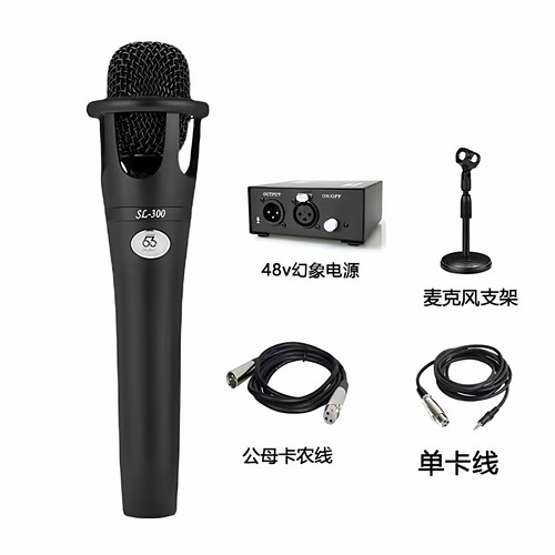 66 E300手持48v电容麦克风话筒直播 K歌录音话筒